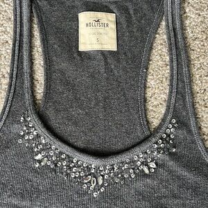 Hollister gray sequin shine embellished tank top S